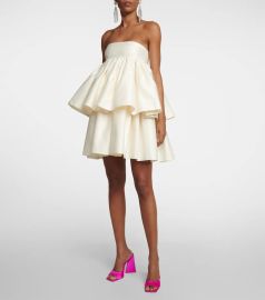 Rotate Birger Christensen Strapless Ruffled Twill Mini Dress at Mytheresa